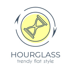 Simple hourglass icon on a white background in trendy flat style. Suitable for applications, web sites, online shops