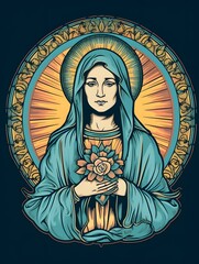St. Mary the Virgin, the Mother of Jesus. Generative Ai.