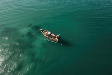 boat seen from a drone view
