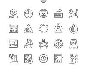 Work in progress. Coming soon. Loading process. Road barrier. Pixel Perfect Vector Thin Line Icons. Simple Minimal Pictogram