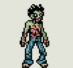 16 bit 8 bit zombie vector art