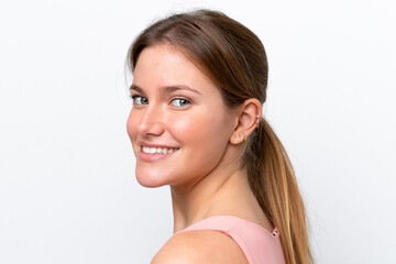 Young caucasian woman isolated on white background . Portrait