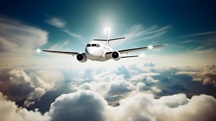 Fototapeta premium airplane flying over the clouds