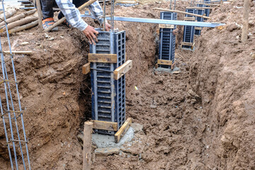 Layout footing pole house building concret working