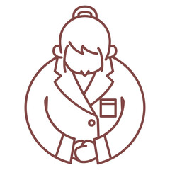 お辞儀をする白衣を着た女性のシンプルな線画イラスト