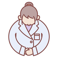 お辞儀をする白衣を着た女性のシンプルなイラスト