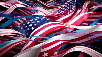 Memorial day, independence, 4th of July background with US flag created with generative ai tools.