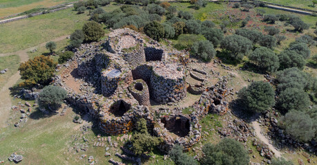 Nuraghe Arrubiù
o The Giant Red Nuragic monument with 5 towers in the municipality of Orroli in the center of Sardinia - obrazy, fototapety, plakaty
