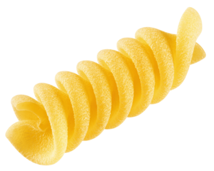 raw Fusilli, Rotini, uncooked Italian Pasta, isolated on white background, full depth of field