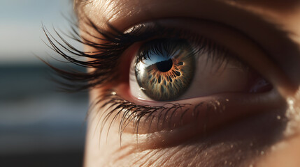  A Close-up Shot of a Person's Eye Slowly Opening, generative AI