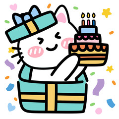 cake cartoon cat Happy birthday Party 
