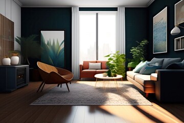 Fototapeta premium living room interior Ai generative