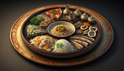 asian food plate realistic high resolution great, generative ai