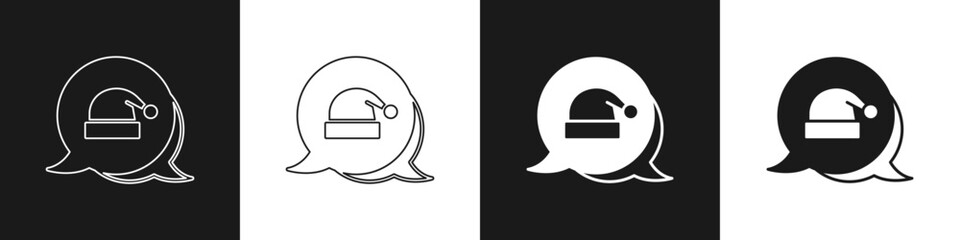 Set Christmas Santa Claus hat icon isolated on black and white background. Merry Christmas and Happy New Year. Vector