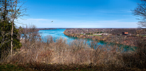 Panoramic view of the Niagara river valley. View from the Canadian side in spring