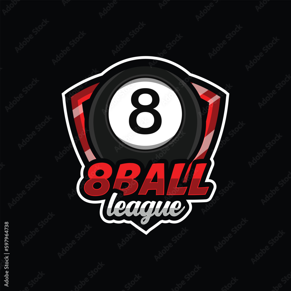 Wall mural 8ball league badge logo design template