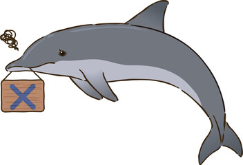 Obraz premium バツマークを持つバンドウイルカ