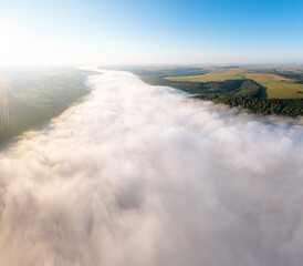 A fantastic bird's-eye view of the valley shrouded in thick fog.