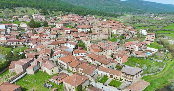 Church of our lady of the pine of Vinuesa in the province of Soria Spain. panoramic aerial view