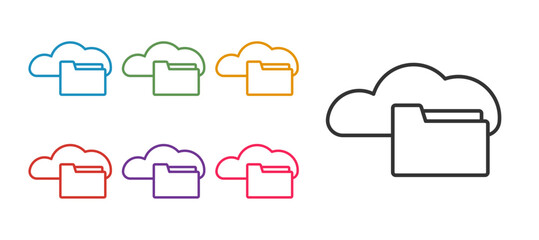 Set line Cloud or online library icon isolated on white background. Internet education or distance training. Set icons colorful. Vector