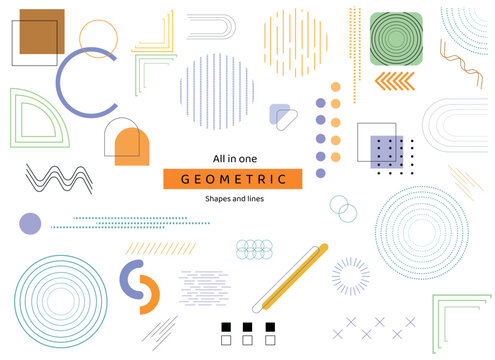 Beautiful swatches with geometric shapes and lines drawing. Premium design colourful vector and illustration shapes for pamphlets, leaflets, brouchure templates designs.
