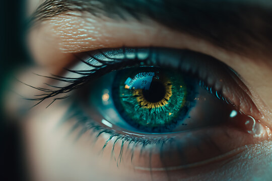 A close-up view of eyes reveals intricate details and unique beauty
