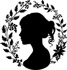 woman  silhouette  with  flower hair