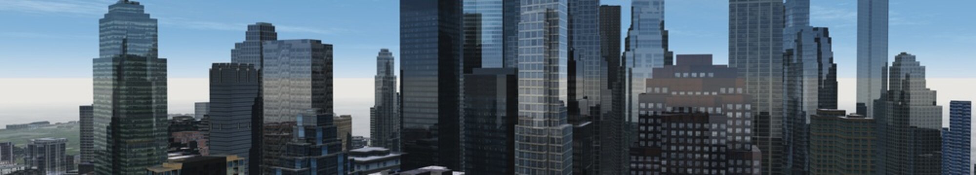 Cityscape panorama, skyscrapers baner, 3d rendering © ustas