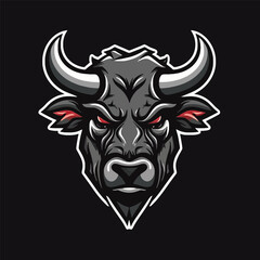 Aggressive Bull Illustration Logo Design for E-sport