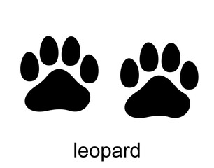Leopard Footprint. Leopard track. Black Silhouette Design. Vector illustration isolated on white background