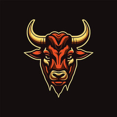 Aggressive Bull Illustration Logo Design for E-sport