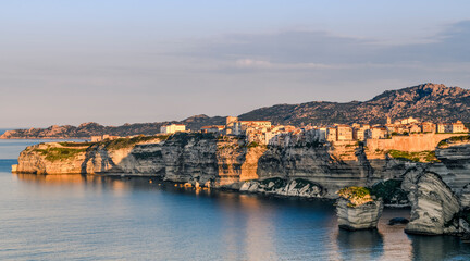Skyline of Bonifacio situated on the cliffs, Corsica