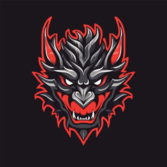E-Sport Dragon Emblem Logo Design with Vector Illustration