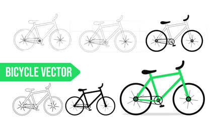 Plan technique d'un vélo, illustration vectorielle - obrazy, fototapety, plakaty