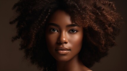 Fototapeta premium Face, beauty and satisfaction with a model black woman in studio to promote natural skin care. Generative AI