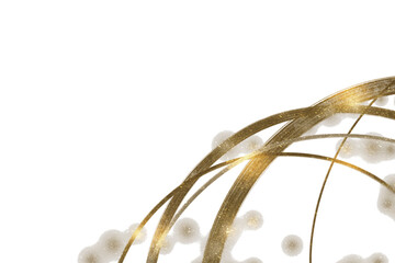 ゴールドのブラシ・筆を使った曲線装飾がメインの和風白背景素材