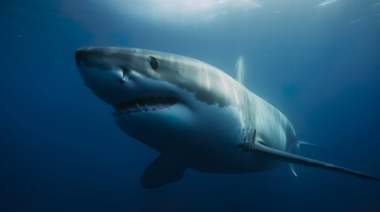 Fototapeta premium weißer Hai unter wasser, Tauchen gefahr, gefährlich