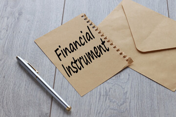 craft paper with text near the envelope. financial instrument