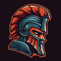 Fototapeta na wymiar Spartan Gladiator Mask Logo Design