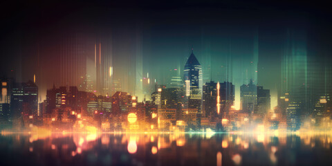 Fototapeta na wymiar Abstract night light city , Generative Ai 