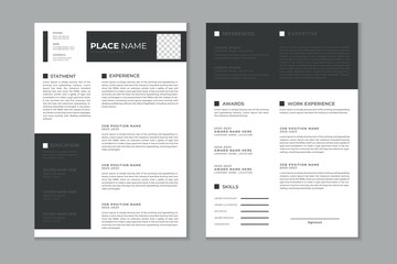 Fototapeta premium Professional modern and clean double pages resume template, CV layout design with mockup 