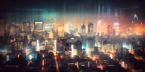 Fototapeta na wymiar Abstract night light city , Generative Ai 