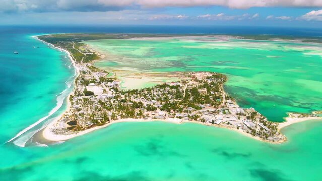 High wide aerial shot of Kiritimati Island