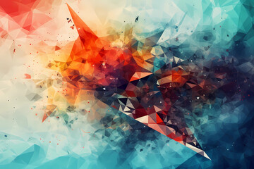 Obraz na płótnie Canvas Abstract AI AIrplane Background Polygon Multicolor. Ink. Created by Generative AI