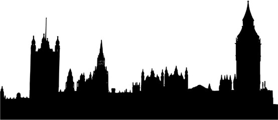 silhouette of the Houses of the Parliament in London, UK - isolated vector illustration