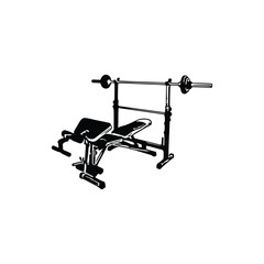 Bench Press Machine, Bench Press Machine Vector, Gym equipment, Gym equipment isolated, Gym equipment vector, Gym equipment silhouette.