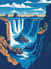 Iguazu falls landscape. AI generated illustration