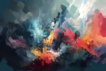 Abstract AI Cloud Background Polygon Multicolor Ink. Created by Generative AI