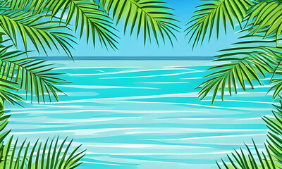 Fototapeta na wymiar Sea panorama. Tropical beach. Vector background