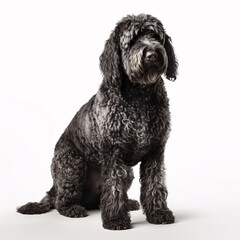 Portuguese Water Dog breed dog isolated on white background